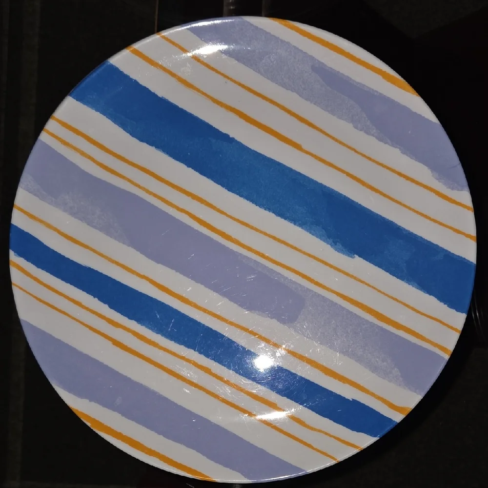 Sur La Table Striped Blue and Orange Plates
